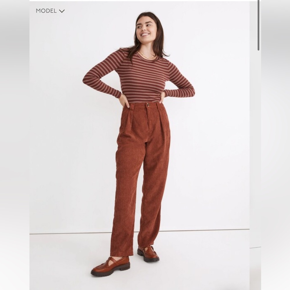NEW • Madewell • Women’s Curvy Corduroy High-Rise Tapered Pants Dusty Redwood 6
